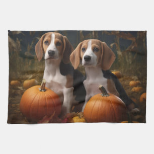 Amerikanisch-englischer Foxhound Welpen Herbst Fre Geschirrtuch