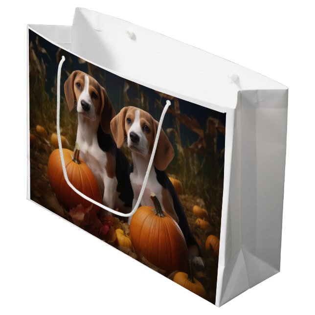 Amerikanisch-englischer Foxhound Welpen Herbst Fre Große Geschenktüte (Vorderseite Schrägansicht)