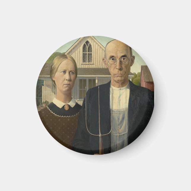 amerikanisch-gotische Kunstwerkreihe Magnet (Vorne)