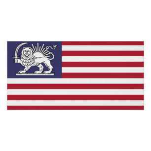 Amerikanisch-Iranische Löwe-und-Sonne-Erbeflagge Poster