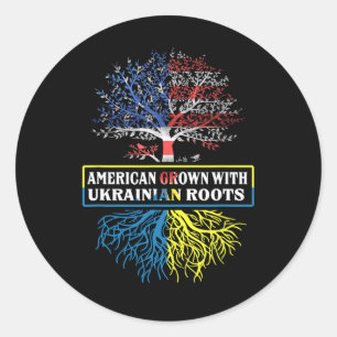 Amerikanisch mit ukrainischen Wurzeln USA-Flagge U Runder Aufkleber