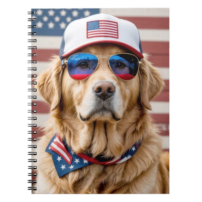 Amerikanisch Patriotisch Golden Retriever Notizblock (Vorderseite)