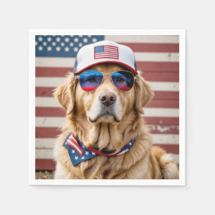 Amerikanisch Patriotisch Golden Retriever Serviette