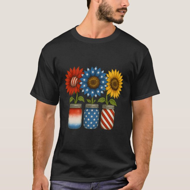 Amerikanisch-Patriotische Flaggenjars in den USA m T-Shirt (Vorderseite)