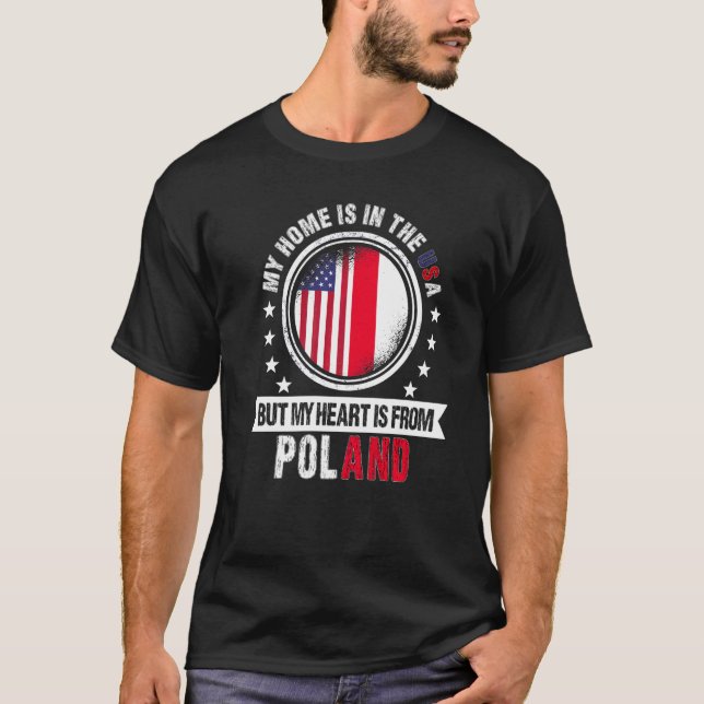 Amerikanisch-polnische Flagge Herz aus Polen Ameri T-Shirt (Vorderseite)