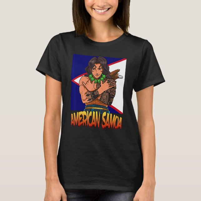 Amerikanisch-Samoa-Flagge Polynesischer Shaka Samo T-Shirt (Vorderseite)