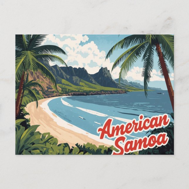 Amerikanisch-Samoa-Tropenstrand-Kunst Postkarte (Vorderseite)