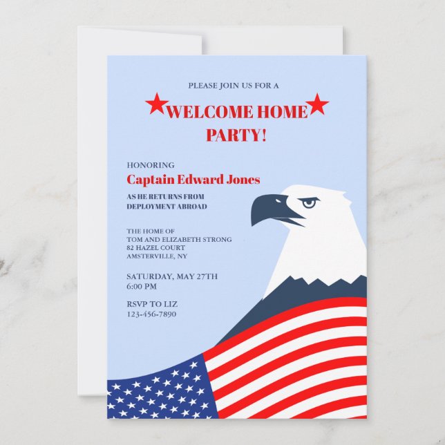 Amerikanische Adler-Willkommens-Zuhause-Party Einladung (Vorderseite)