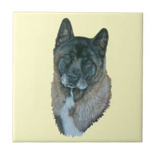 Amerikanische Akita-Hundeporträt-Kunstfliese des Fliese