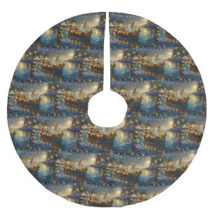 Amerikanische Akita Weihnachtsfestreise Polyester Weihnachtsbaumdecke