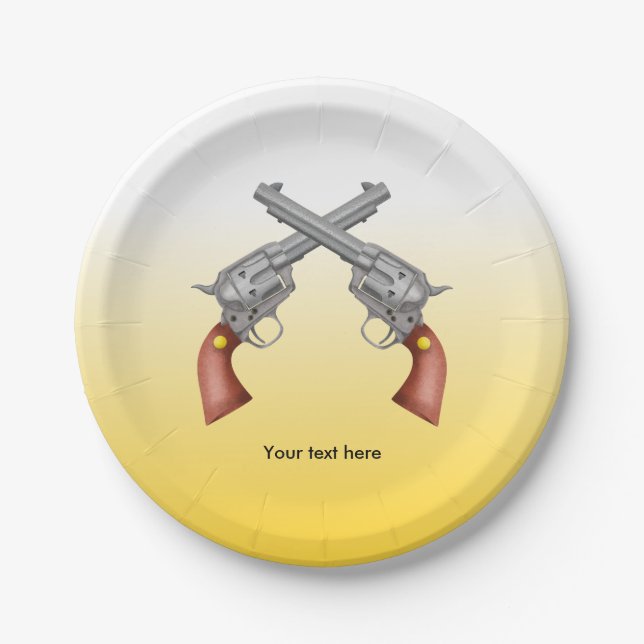 Amerikanische Alte-West-Revolvern überquerten Vint Pappteller (Vorderseite)