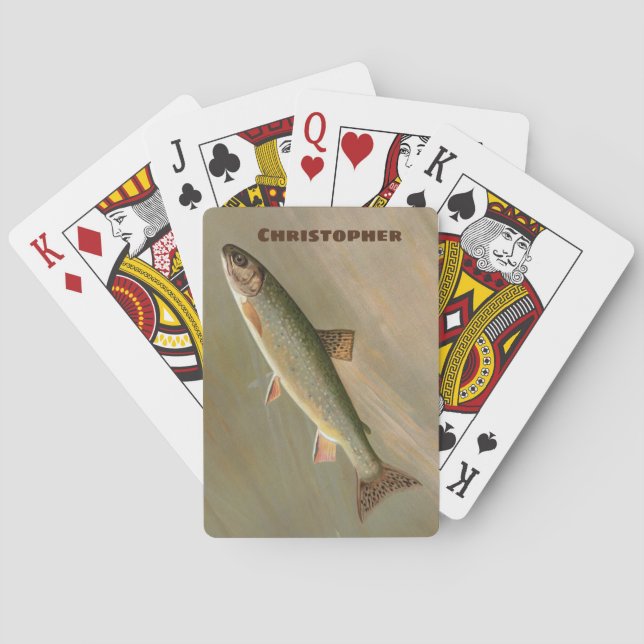 Amerikanische Bachforelle Fische Vintage Fischerei Spielkarten (Rückseite)