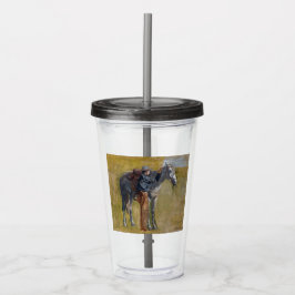 Amerikanische Badlands: Alter Westjunge mit Pferd Acryltrinkbecher