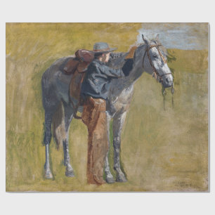Amerikanische Badlands: Alter Westjunge mit Pferd Geschenkpapier