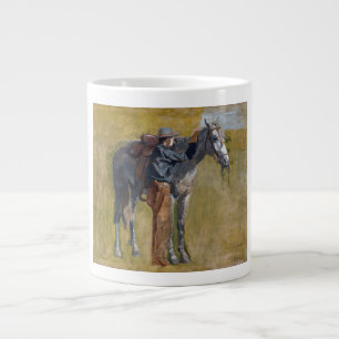 Amerikanische Badlands: Alter Westjunge mit Pferd Jumbo-Tasse