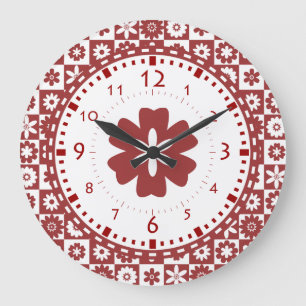 Amerikanische Bauernhof-Land-Küchen-rote und wei Große Wanduhr