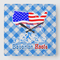 Amerikanische bayerische Roots Square Clock