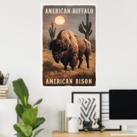 Amerikanische Bisons stehen in einer Wüste