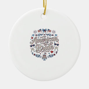 Amerikanische Braut Patriotische Hochzeit Vektor D Keramik Ornament