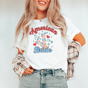 Amerikanische Braut Viertes Juli Cowgirl Junggesel T-Shirt