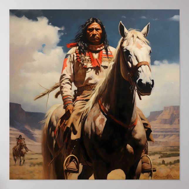 Amerikanische Brave mit Blick in die Ferne Poster (Vorne)