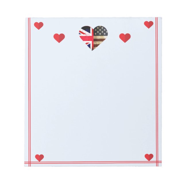 Amerikanische Britische Flagge hört Romantik Notizblock (Vorderseite)