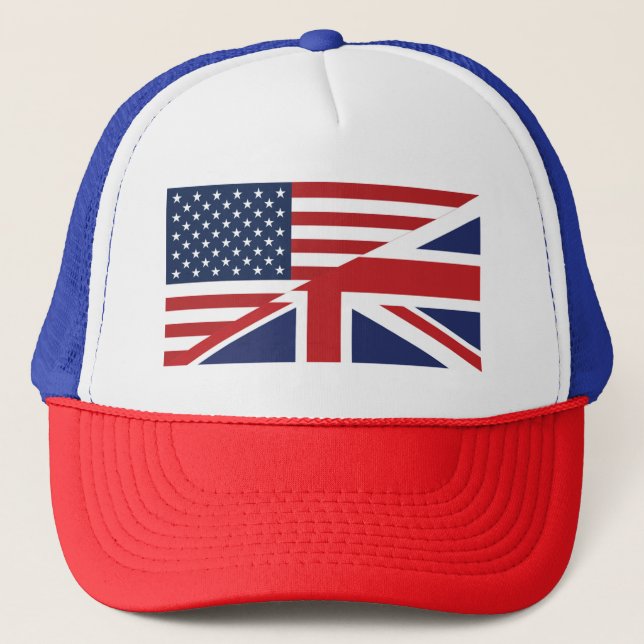 Amerikanische - Britische kombinierte Flagge Truckerkappe (Vorderseite)