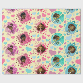Amerikanische Chibi Girls and Hearls Geschenkpapier