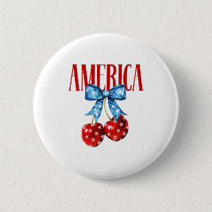 Amerikanische Coquette Kirsch-Schleife Patriotisch Button
