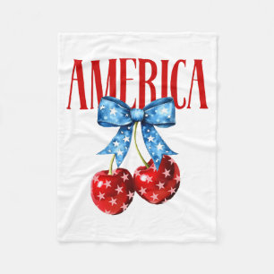Amerikanische Coquette Kirschschleife Patriotische Fleecedecke