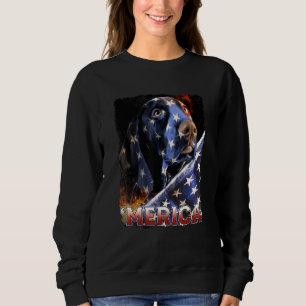 Amerikanische Dackel Hund unter der Flagge feiert  Sweatshirt