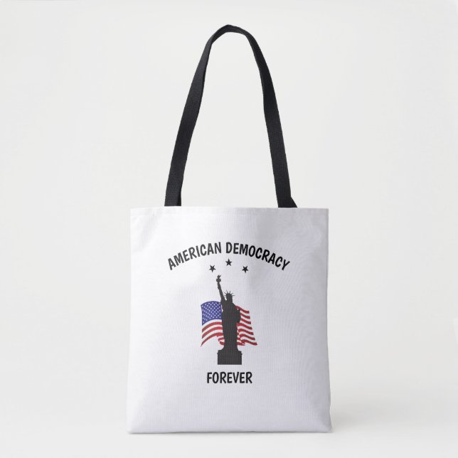 Amerikanische Demokratie für immer mit Fahne Tasche (Vorderseite)