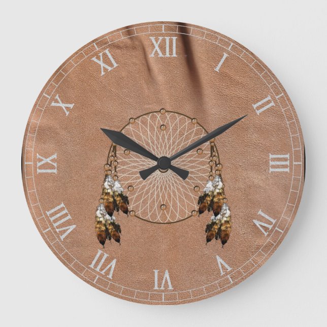 Amerikanische Dreamcatcher-Wall-Uhr Große Wanduhr (Vorderseite)