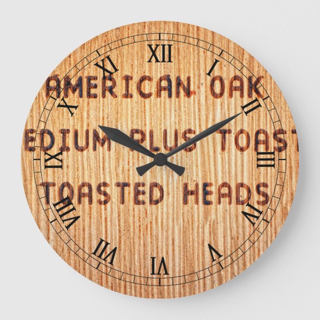 Amerikanische Eichen-Wein-Fass-Briefmarke Große Wanduhr (Vorderseite)