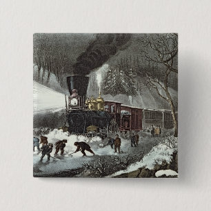 Amerikanische Eisenbahn-Szene, 1871 Button