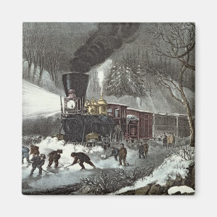 Amerikanische Eisenbahn-Szene, 1871 Magnet
