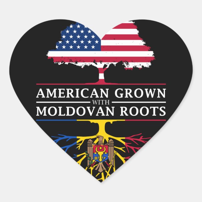 Amerikanische Entwicklung mit Moldawien Roots Mold Herz-Aufkleber (Vorderseite)