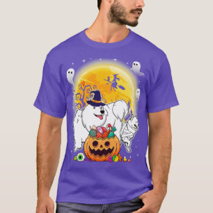 Amerikanische Eskimo Dog Mummy Hexe Moon Ghosts Ha T-Shirt
