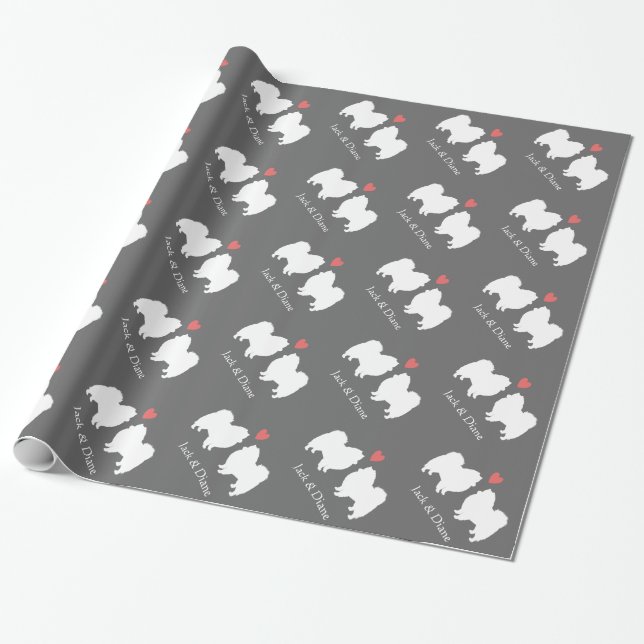 Amerikanische Eskimo-Hunde Hochzeit mit benutzerde Geschenkpapier (Ungerollt)