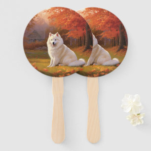 Amerikanische Eskimo im Herbst Leaves Fall Inspiri Fächer