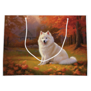 Amerikanische Eskimo im Herbst Leaves Fall Inspiri Große Geschenktüte