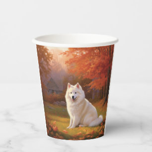 Amerikanische Eskimo im Herbst Leaves Fall Inspiri Pappbecher
