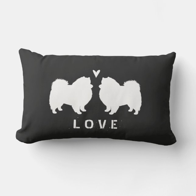 Amerikanische EskimohundeSilhouette-Liebe Lendenkissen (Vorderseite)