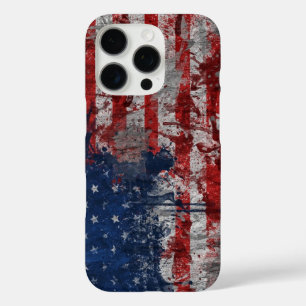 Amerikanische Fahne auf der Grunge-Wand gemalt iPhone 16 Pro Hülle