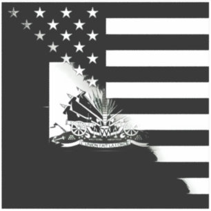 Amerikanische Fahne aus Schwarz und Weiß Haiti U Aufkleber