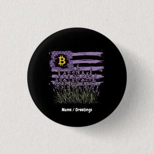 Amerikanische Fahne Bitcoin BTC Revolution Sonnent Button