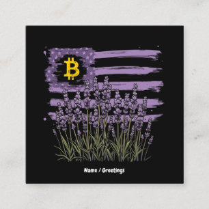 Amerikanische Fahne Bitcoin BTC Revolution Sonnent Quadratische Visitenkarte
