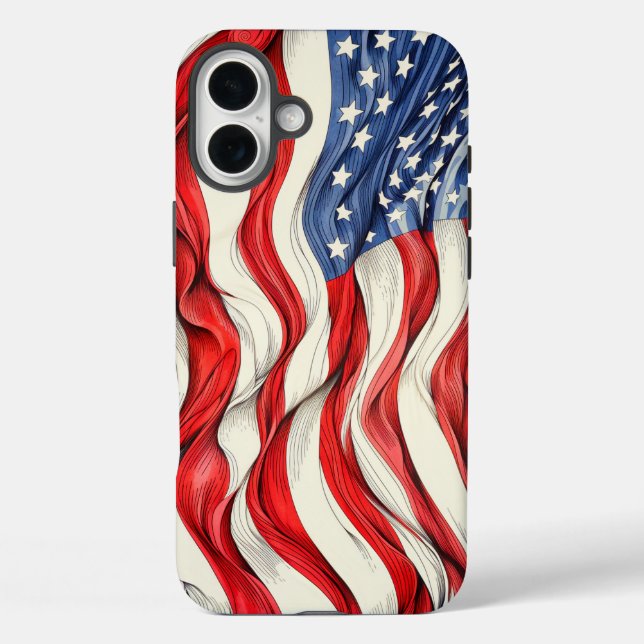 Amerikanische Fahne der Vereinigten Staaten iPhone 16 Plus Hülle (Rückseite)