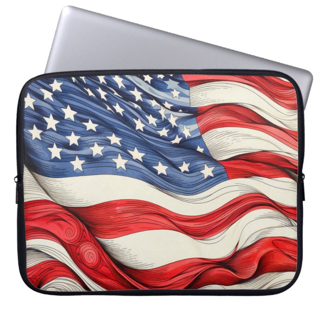 Amerikanische Fahne der Vereinigten Staaten Laptopschutzhülle (Vorderseite)