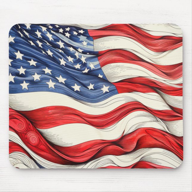 Amerikanische Fahne der Vereinigten Staaten Mousepad (Vorne)